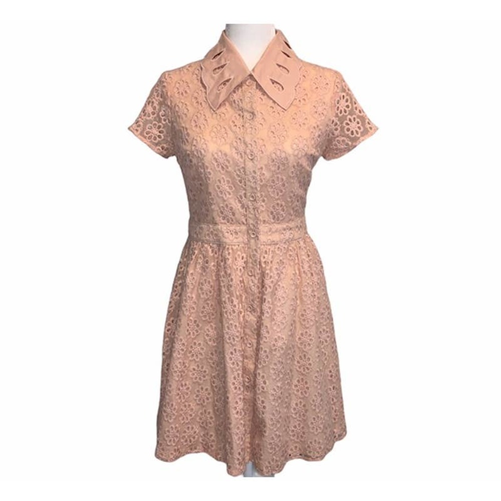 ARK & CO. pink eyelet A-line dress *NWOT*